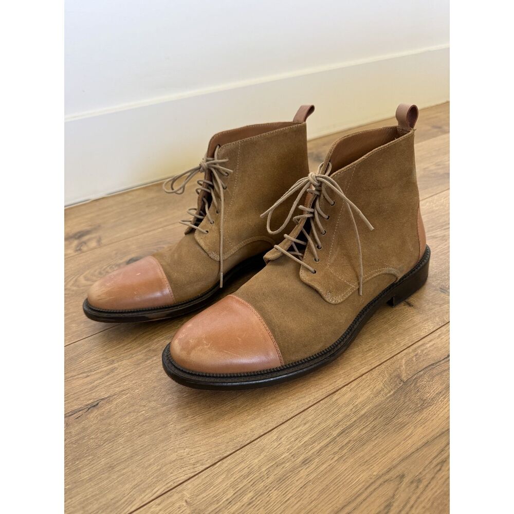 TAFT 40 The Troy Boot Ochre 2 tone oxford leather mens lace up dress suede tan
